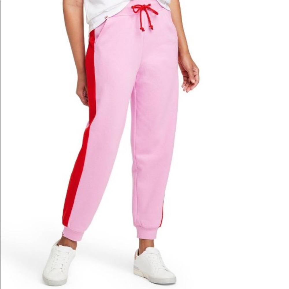 New Youth Side Striped Jogger Pants pink